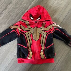 Disney Marvel Spiderman Red/Gold/Black Superhero Hoodie Jacket sz 5/6